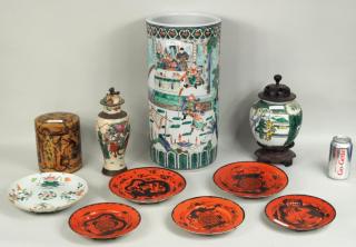 Appraisal: Group Asian Porcelain Pottery Items Group of Asian porcelain and