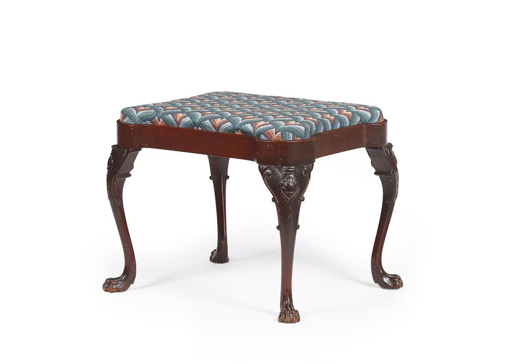 Appraisal: GEORGE II STYLE MAHOGANY STOOL PART TH CENTURY the shaped