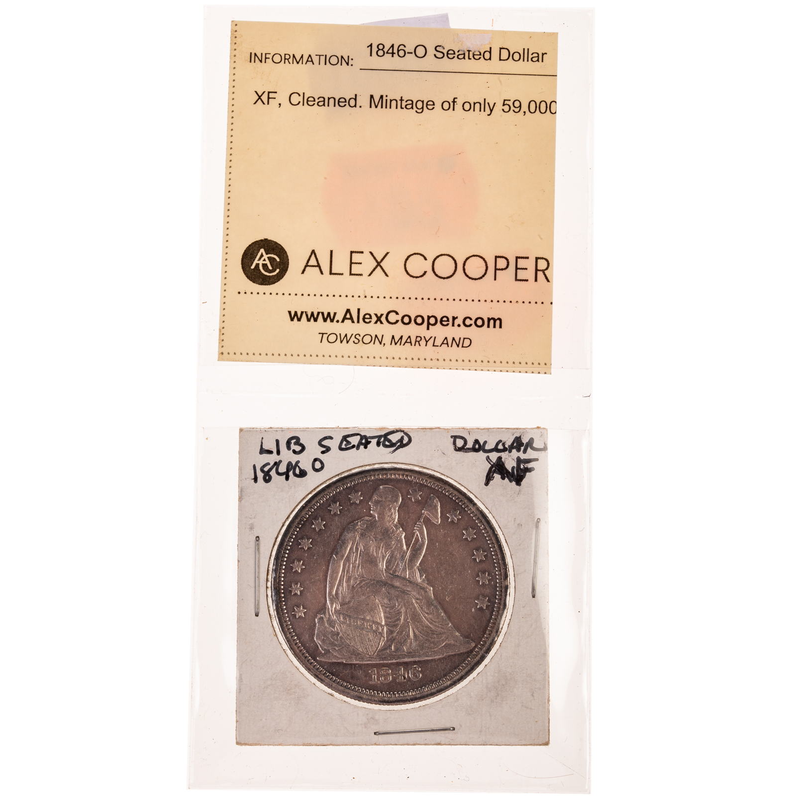 Appraisal: -O SEATED DOLLAR XF CLEANED Reverse has Choice XF details