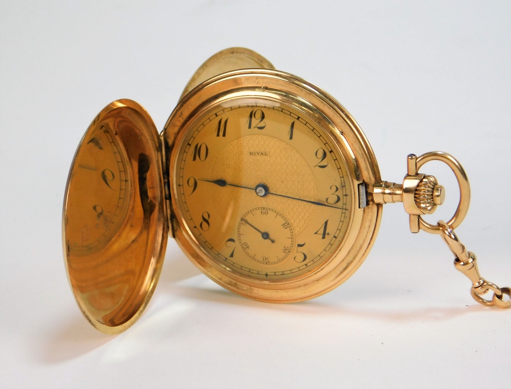 Appraisal: SWISS RIVAL K GOLD POCKET WATCH Switzerland th Century K