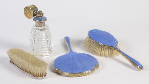 Appraisal: A parcel gilt silver and enamel dressing table set by