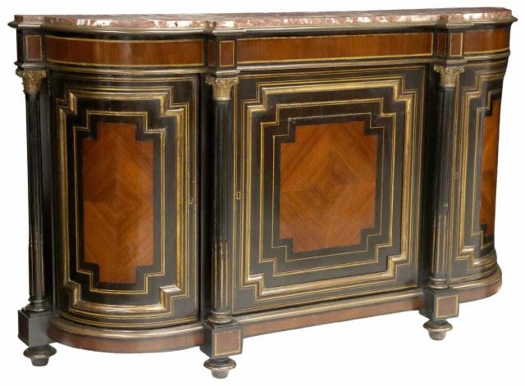 Appraisal: French Napoleon III period mahogany sideboard th c inset rouge