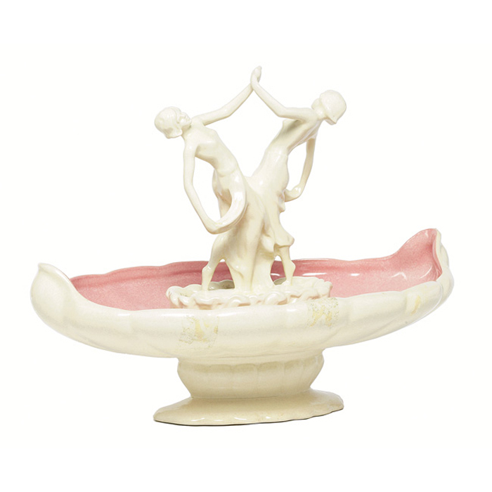 Appraisal: Cowan centerpiece bowl large form in ivory with a pink