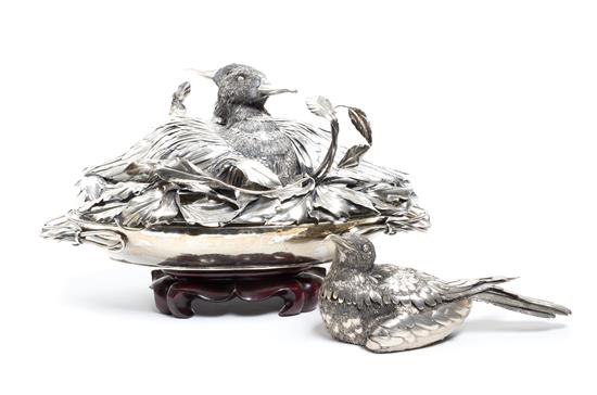 Appraisal: Sale Lot Two Silvered Centerpiece Figures in the manner of