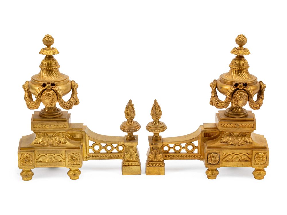 Appraisal: A Pair of Louis XVI Style Gilt Bronze Chenets A