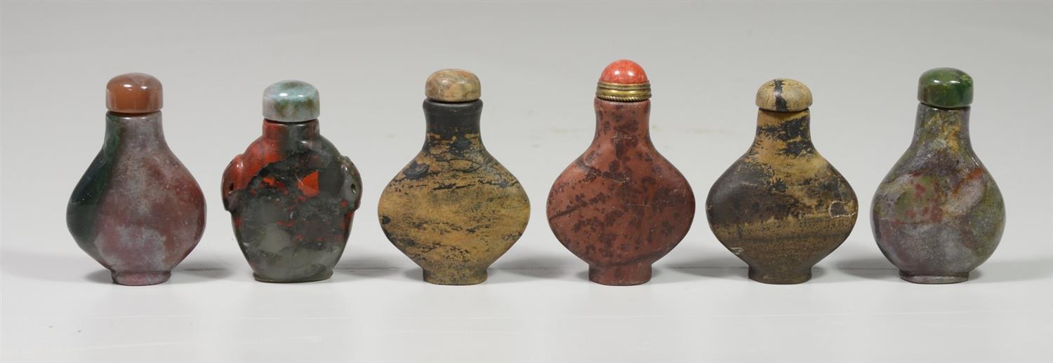 Appraisal: Six Assorted Hardstone Snuff Bottles tallest h