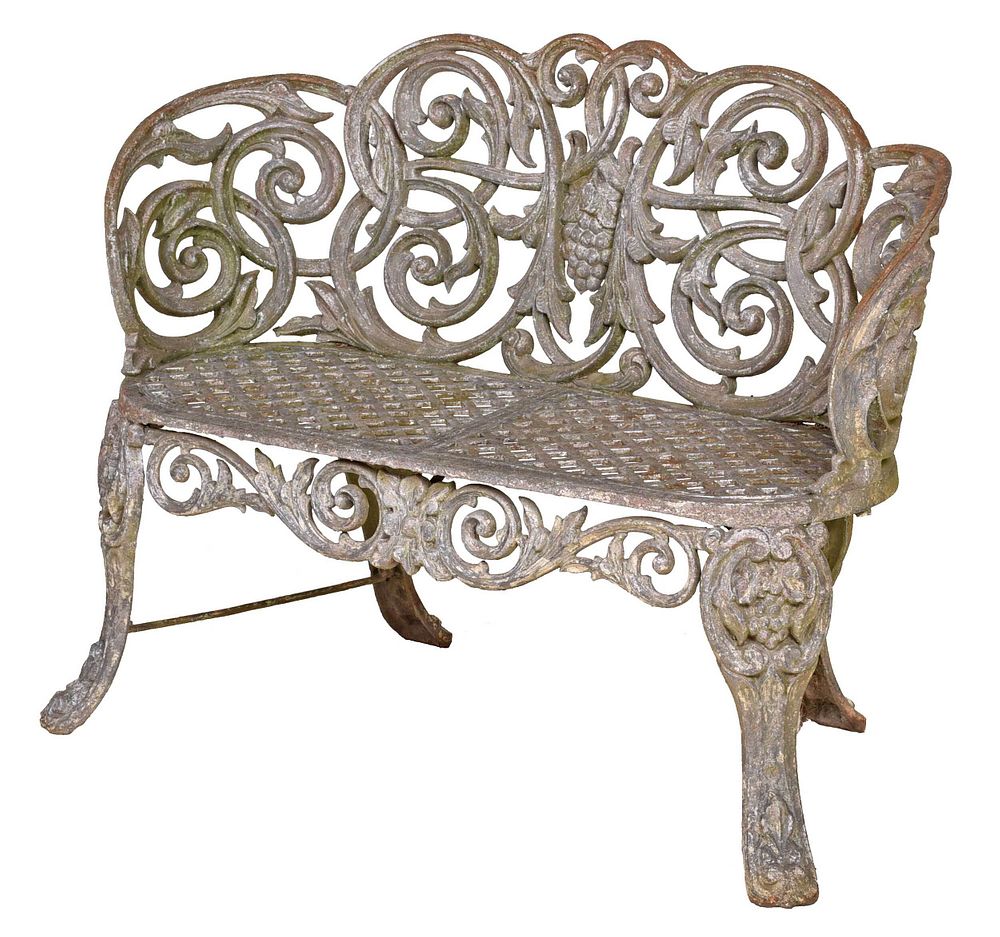 Appraisal: Cast Iron Scroll Settee American early th century the back