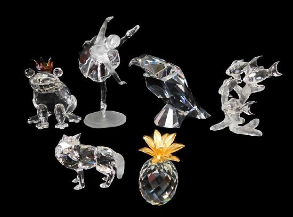 Appraisal: GLASS Swarovski and Swarovski-type glass six pieces including Swarovski eagle