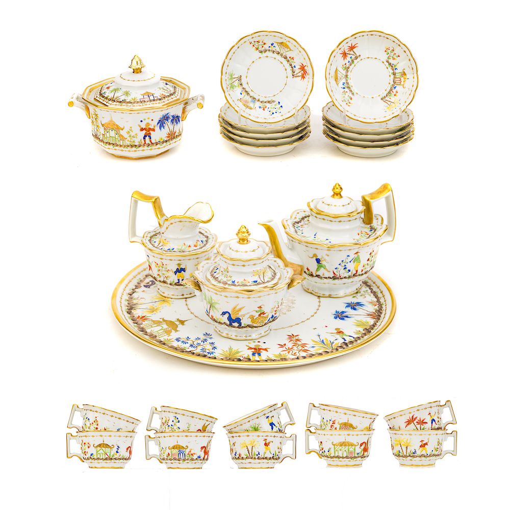 Appraisal: Le Tallec Porcelain Cirque Chinois Tea Service date mark for