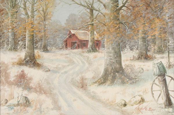 Appraisal: Joseph Albert Trover American - winter Indiana landscape with red