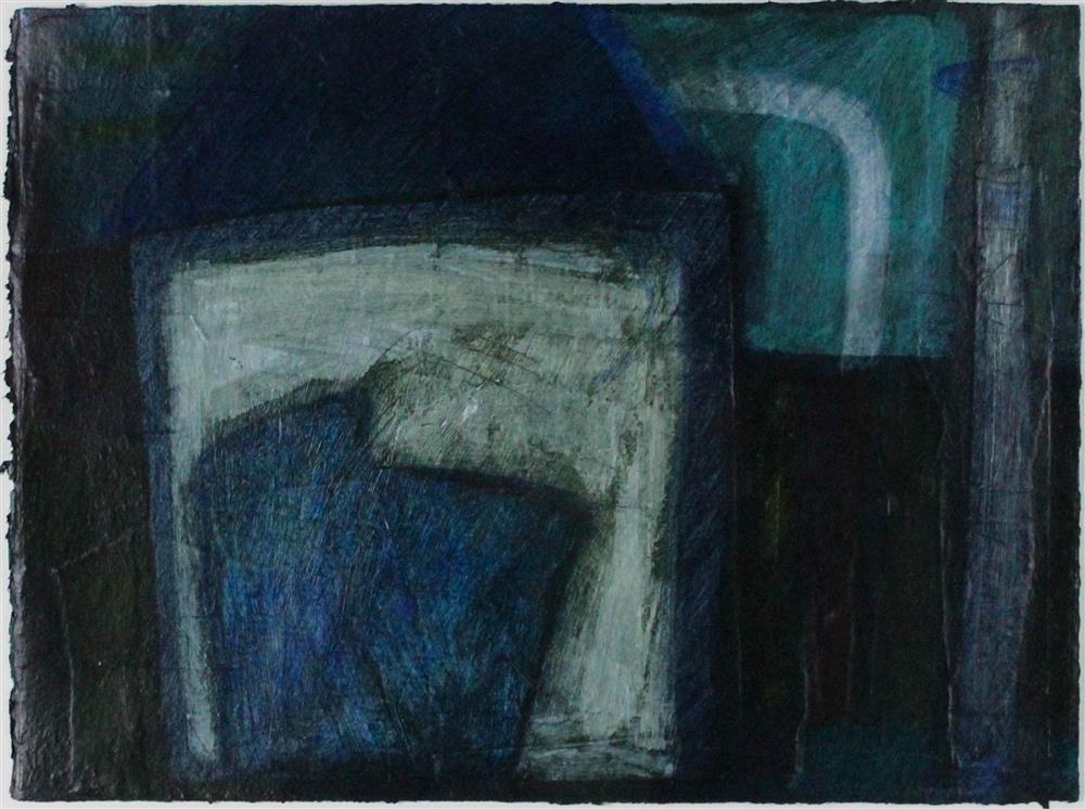 Appraisal: A YOUNG HENRIKSEN TH ST CENTURY BLUE EMBEDMENT Acrylic on