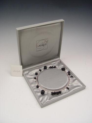 Appraisal: LALIQUE CRYSTAL STERLING NECKLACE Hand crafted Lalique black and clear