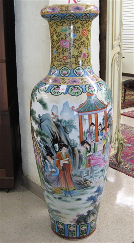 Appraisal: LARGE CHINESE PORCELAIN PALACE FLOOR VASE the exterior hand painted