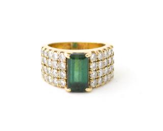 Appraisal: Ladies k Yellow Gold Tourmaline Diamond Ring Ladies k yellow