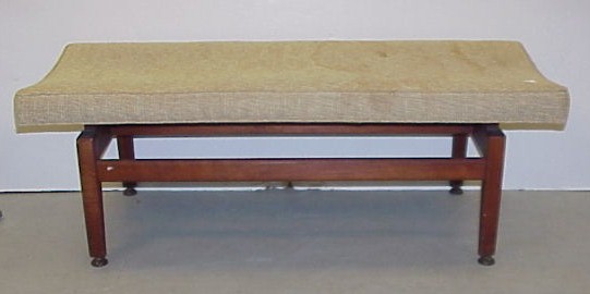 Appraisal: Jens Risom bench stained upholstery h x w x d