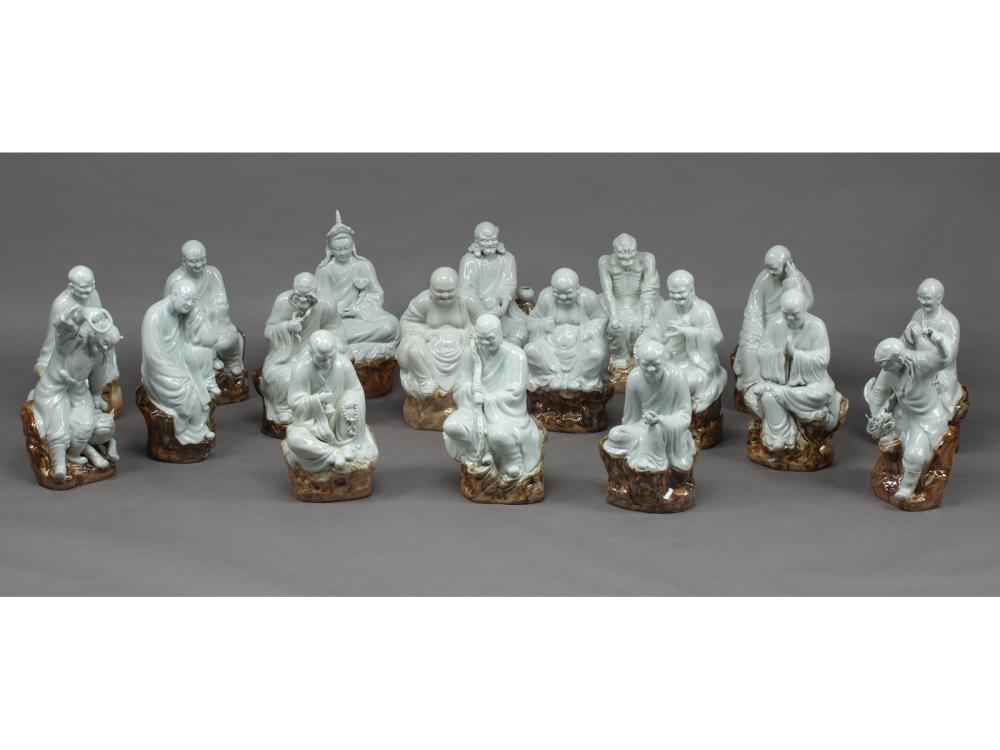 Appraisal: Large and Decorative Set of Eighteen Chinese Glazed Porcelain Figures