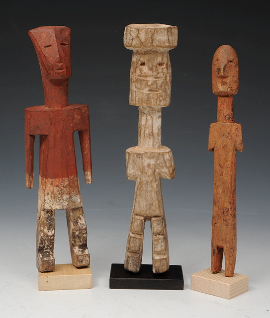 Appraisal: A GROUP OF THREE GHANA ADAN CARVED TRIBAL FIGURES of