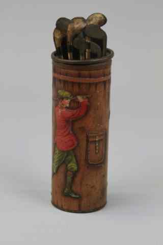 Appraisal: MACFARLANE LANG GOLF BAG BISCUIT TIN Scotland England c Lithographed