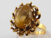 Appraisal: A yellow metal tests carat gold citrine ring citrine approx