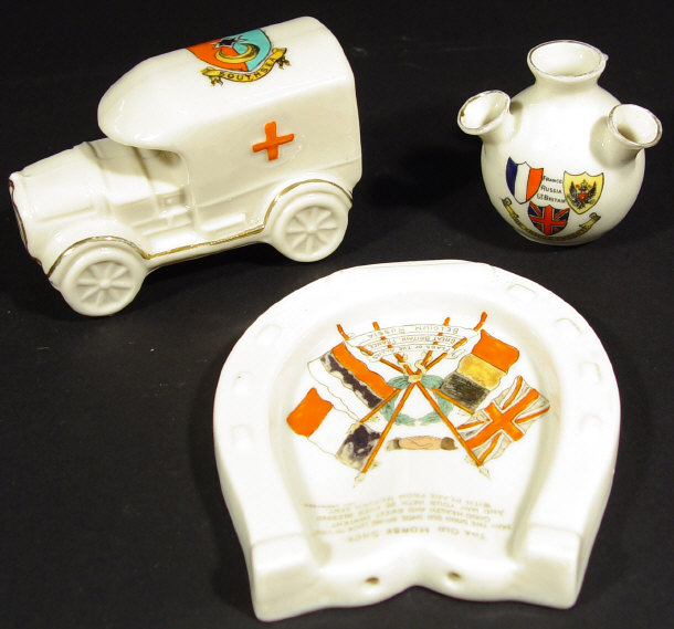 Appraisal: Three military interest crested china items comprised a Goss old