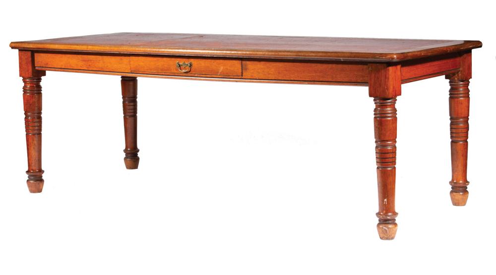 Appraisal: William IV Oak Library Table inset red leather writing surface