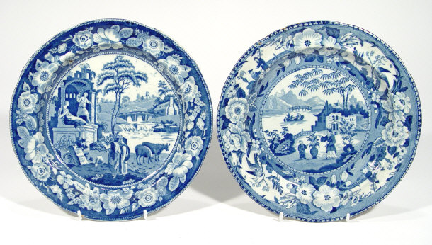 Appraisal: Two early th Century pottery plates transfer printed with blue