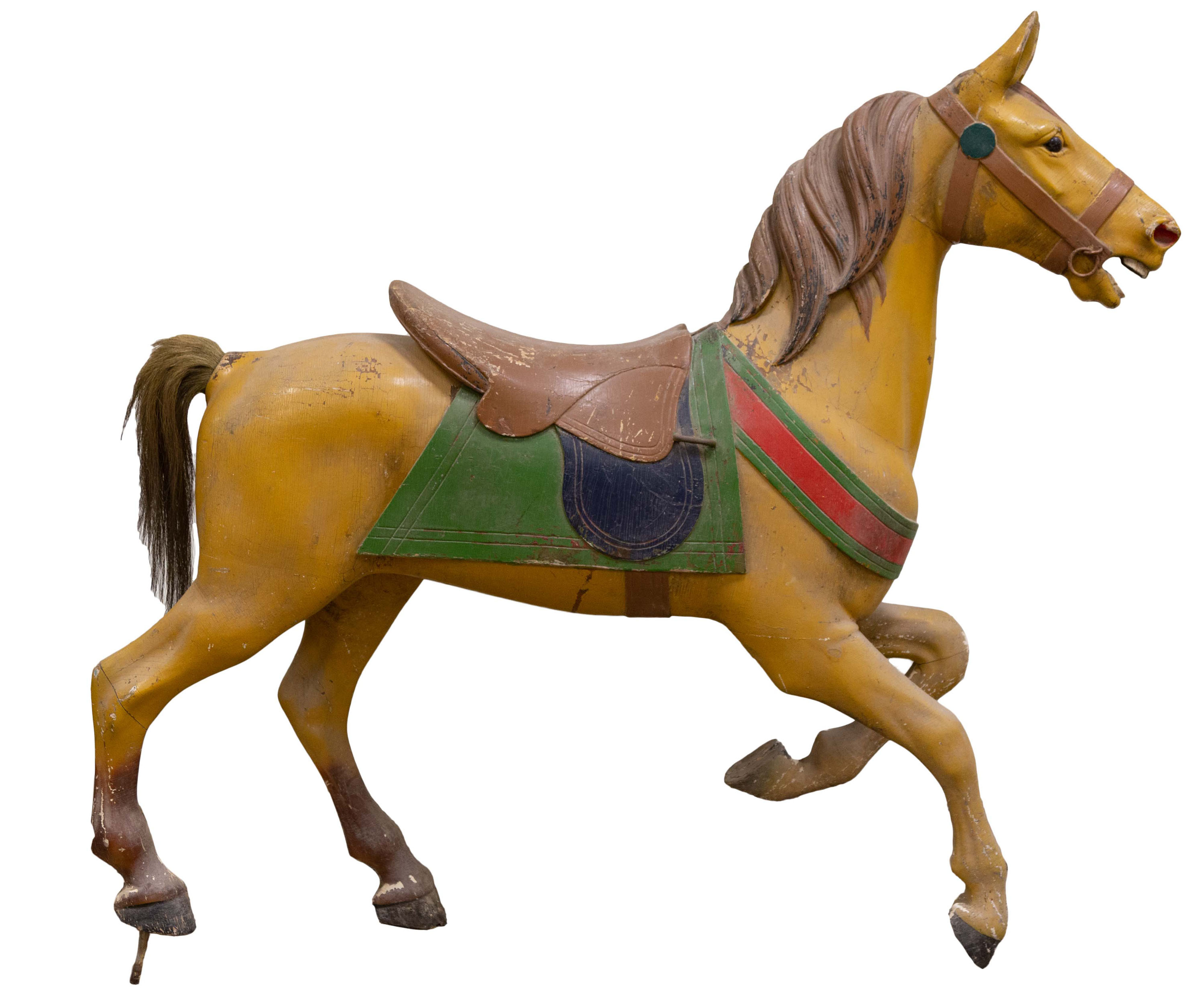 Appraisal: CAROUSEL HORSE circa carved wood with old park paint