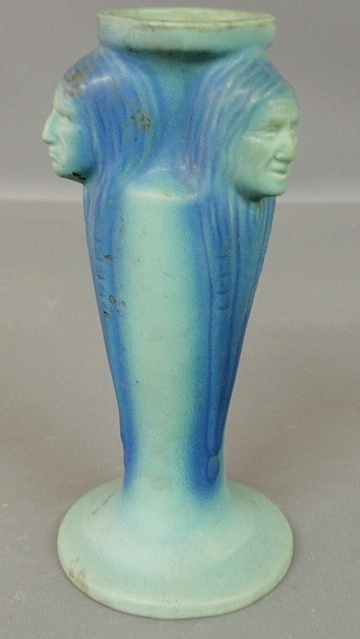 Appraisal: - Large turquoise blue vase by Van Briggle decorated with