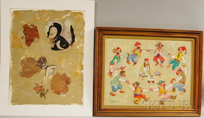 Appraisal: Two Works Jovan Obican Croatian - Folk Dance signed OBICAN