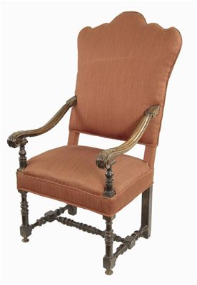 Appraisal: A continental open armchair with a shaped arched back and