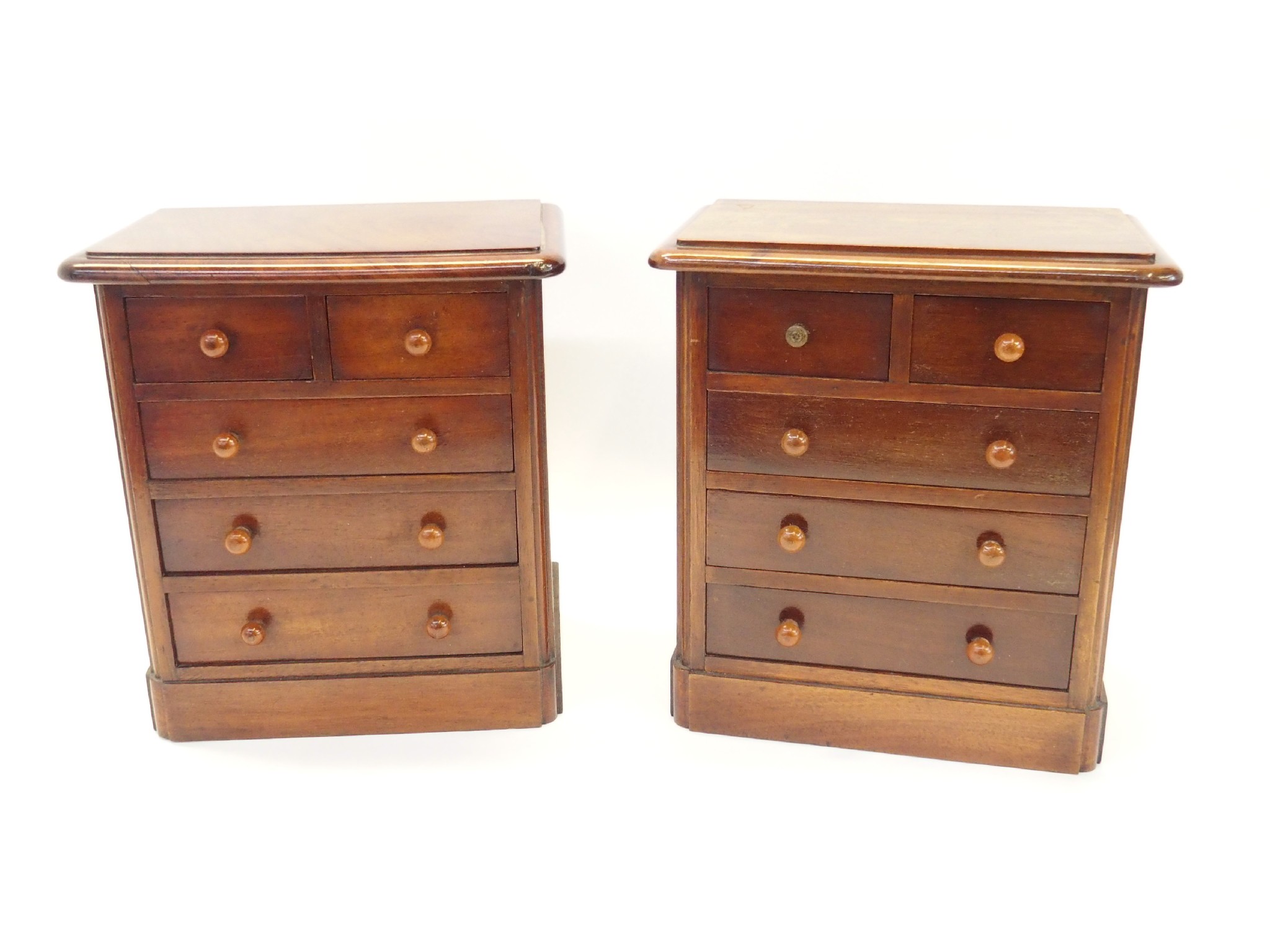 Appraisal: Pair of mahogany miniature chest of drawers