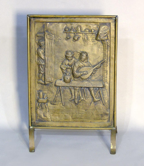 Appraisal: Embossed brass firescreen h w