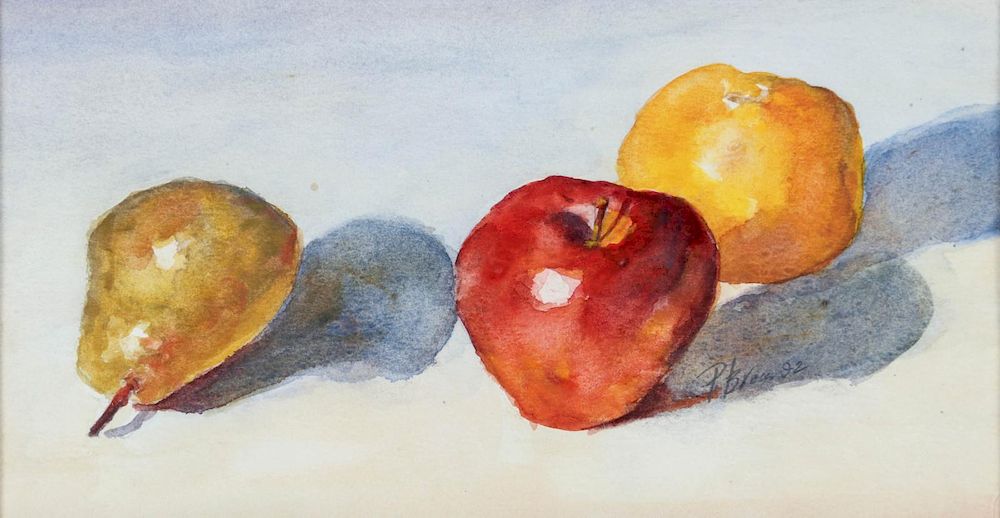 Appraisal: A FRUIT STILL LIFE WATERCOLOR ON PAPER Signed middle right