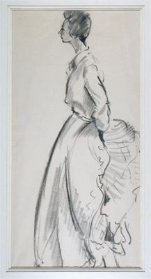 Appraisal: Attributed to Cecil Beaton - Elegant lady Black chalk x