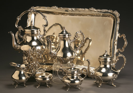 Appraisal: Peruvian Sterling Six-Piece Coffee and Tea Service with Tray Camusso