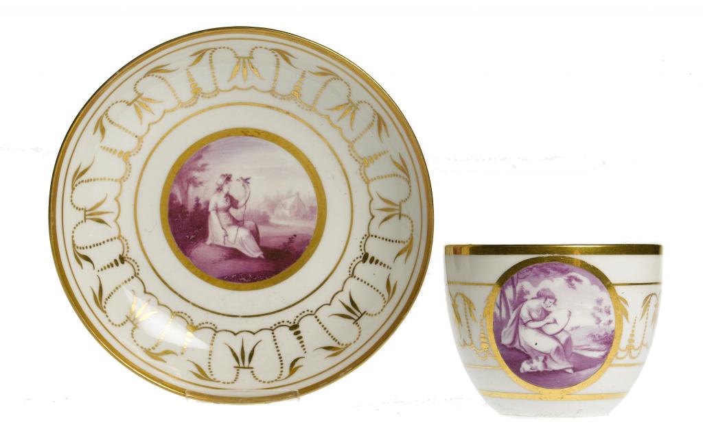 Appraisal: A COALPORT TEACUP AND SAUCER of Bute shape outside-decorated finely