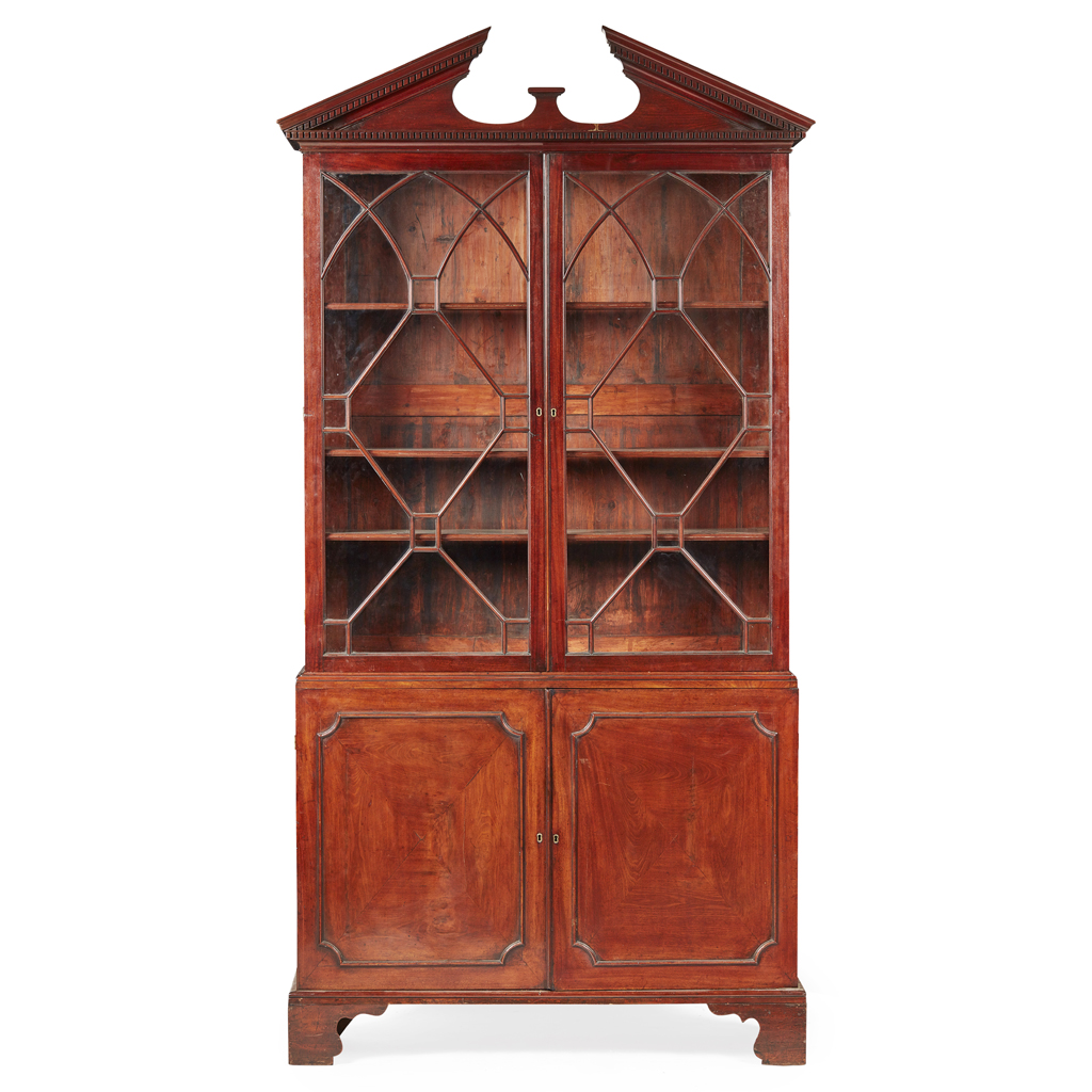 Appraisal: GEORGE III MAHOGANY LIBRARY BOOKCASE MID TH CENTURY the dentil