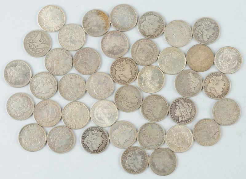 Appraisal: Lot of Morgan Silver Dollars Common dates Most EF five