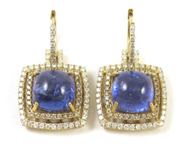 Appraisal: PAIR OF TANZANITE AND DIAMOND EARRINGS each k gold with