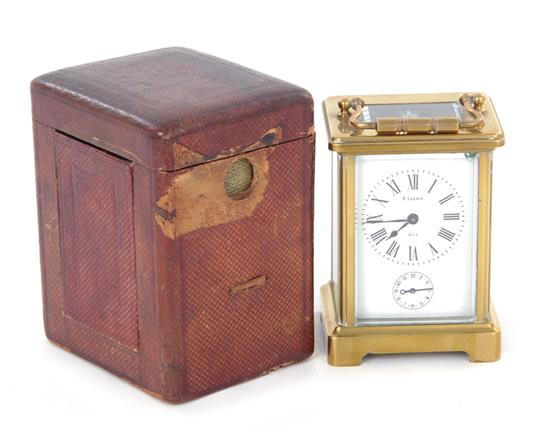 Appraisal: French carriage clock in leather case signed late th century