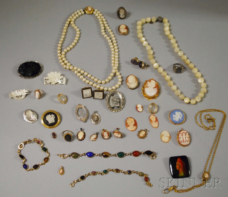 Appraisal: Group of Assorted Cameo Intaglio and Hardstone Jewelry including two