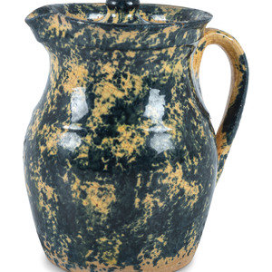 Appraisal: An Ohio Blue Sponge Painted Pitcher and Pig Bank th