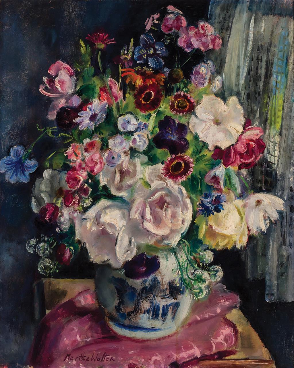 Appraisal: MARTHA WALTER American - Bowl of Flowers oil on canvas