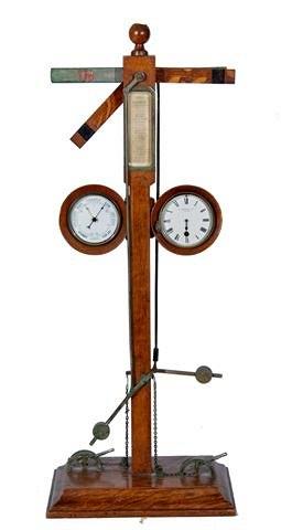 Appraisal: A TH CENTURY OAK NOVELTY CLOCK BAROMETER AND CALENDAR in