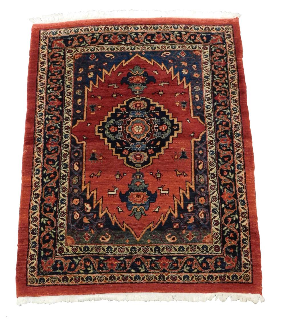 Appraisal: RUG Semi-Antique Persian Bijar blue field with navy border and