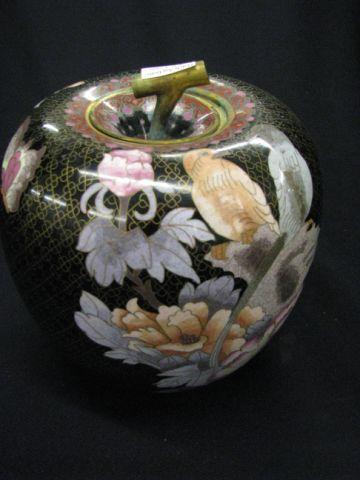 Appraisal: Chinese Cloisonne Covered Temple Jar rich floral on black