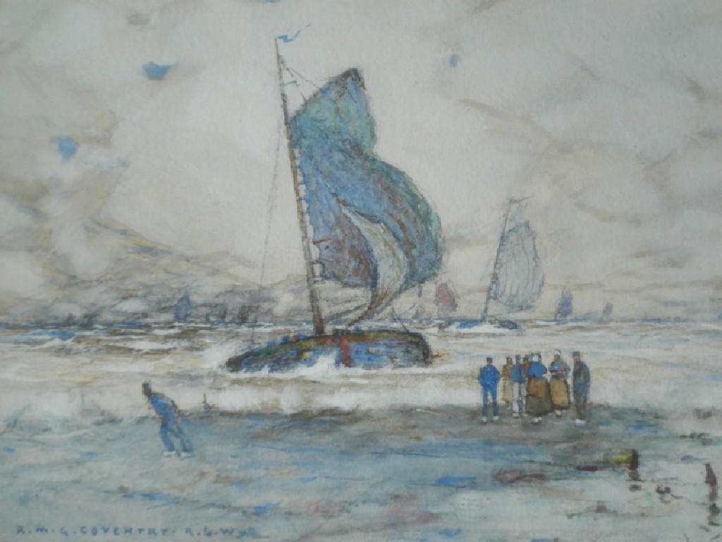 Appraisal: Robert McGown Coventry - Coastal scene with sailing vessels watercolour