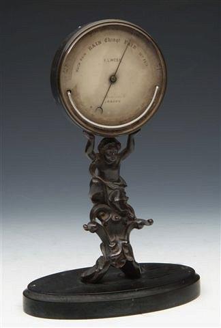 Appraisal: A VICTORIAN MANTEL BAROMETER in a drum case marked F