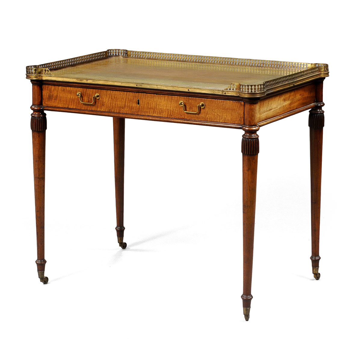 Appraisal: FRENCH LOUIS XVI FRUITWOOD WRITING TABLE The rectangular tooled leather