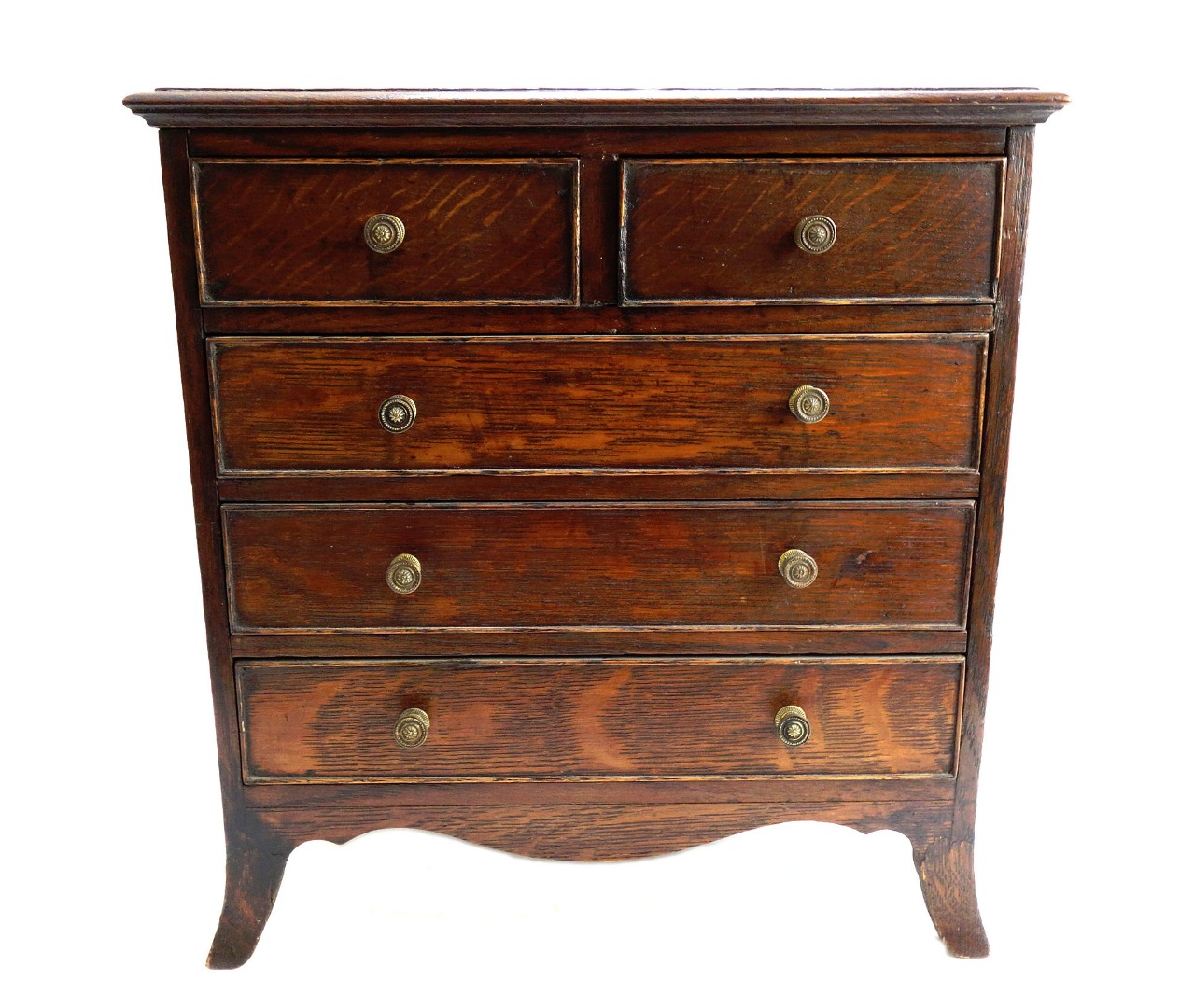 Appraisal: A George III style miniature oak chest of two short